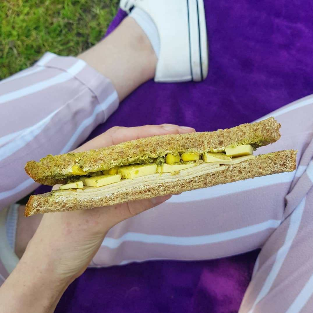 Quorn chicken & violife cheese sandwich